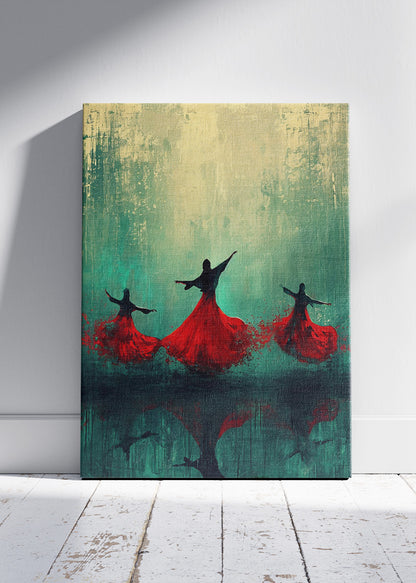 Abstract Whirling Dervish Red Dance Canvas & Poster Print – AI PRINT LAB