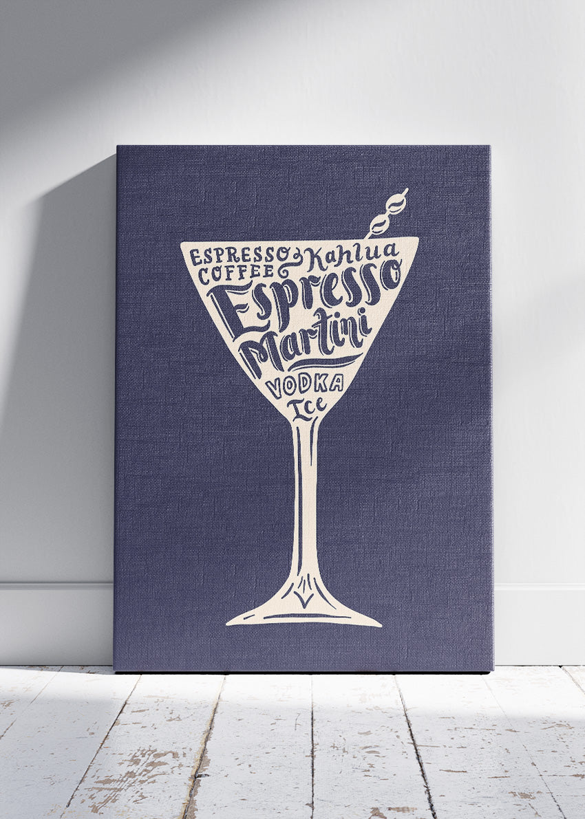 Espresso Martini Typography Poster & Canvas Print – Minimal Coffee Cocktail Wall Art