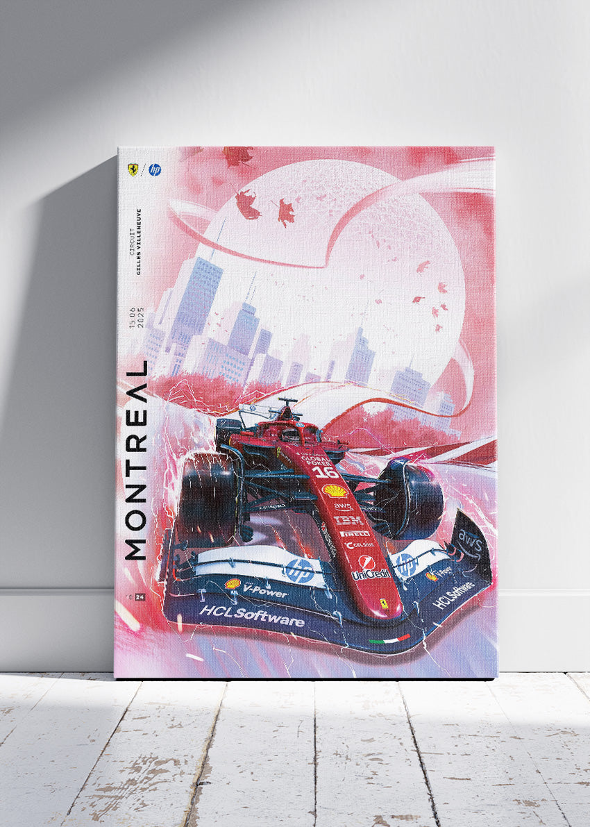 Montreal Formula 1 Race Poster Canvas Print – Ferrari F1 Car Wall Art – AI PRINT LAB