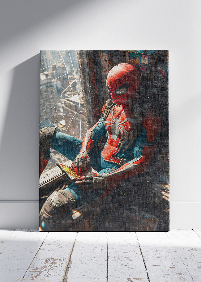 Spider-Man – Urban Window Scene Canvas & Poster Print – AI PRINT LAB