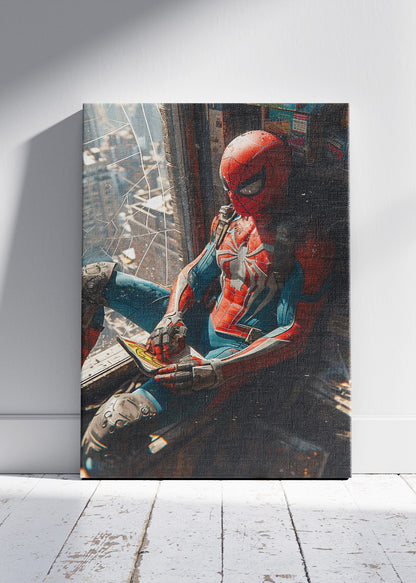 Spider-Man – Urban Window Scene Canvas & Poster Print – AI PRINT LAB
