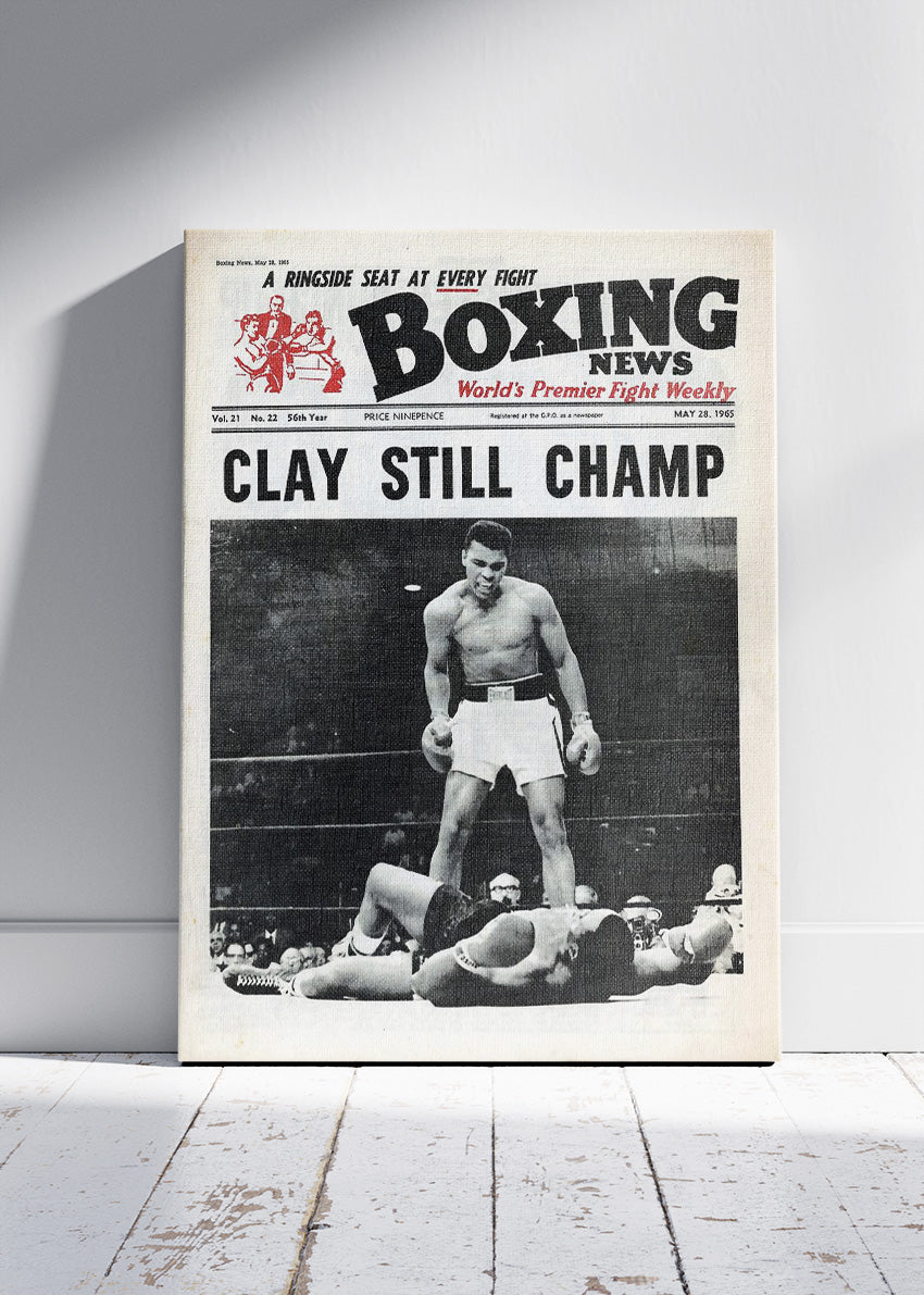 Muhammad Ali “Clay Still Champ” Vintage Boxing Poster & Canvas Art Print – Historic Fight Wall Art