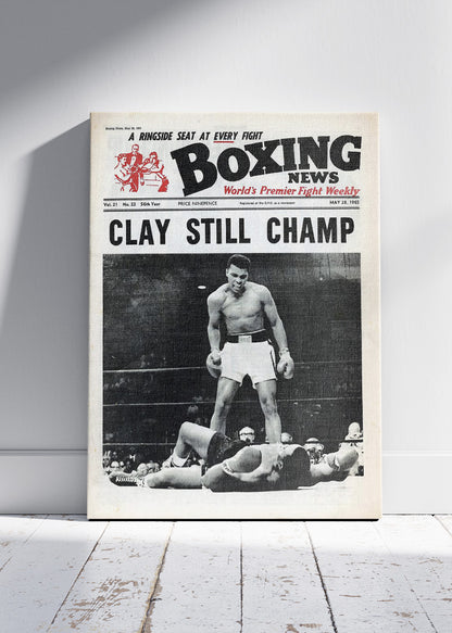 Muhammad Ali “Clay Still Champ” Vintage Boxing Poster & Canvas Art Print – Historic Fight Wall Art