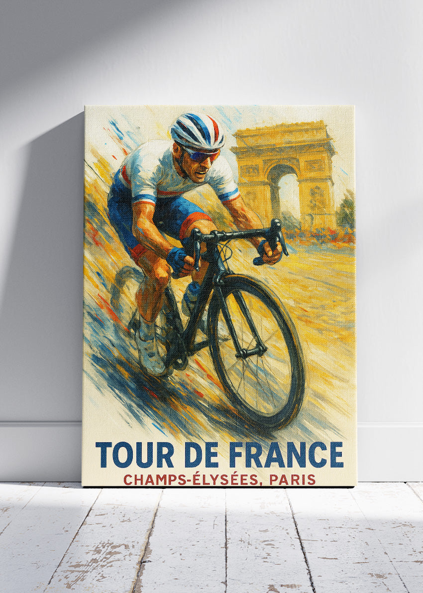 Tour de France Cycling Art Print & Canvas – Champs-Élysées Paris Vintage Wall Art
