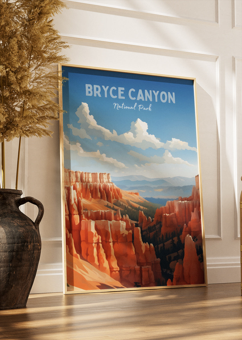 Bryce Canyon National Park Poster & Canvas Print – Red Rock Hoodoo Landscape Illustration Wall Art