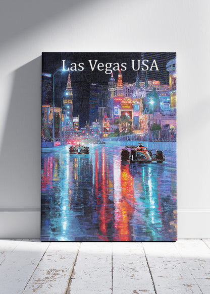Las Vegas USA Formula 1 Neon Street Racing Canvas Print & Poster – AI PRINT LAB