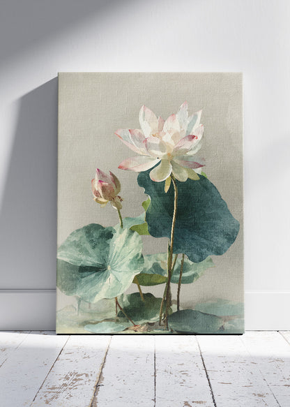 Elegant Lotus Flower Botanical Canvas & Poster Print – AI PRINT LAB