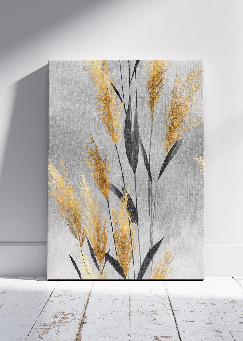 Modern Gold Botanical Grass Canvas & Poster Print – AI PRINT LAB