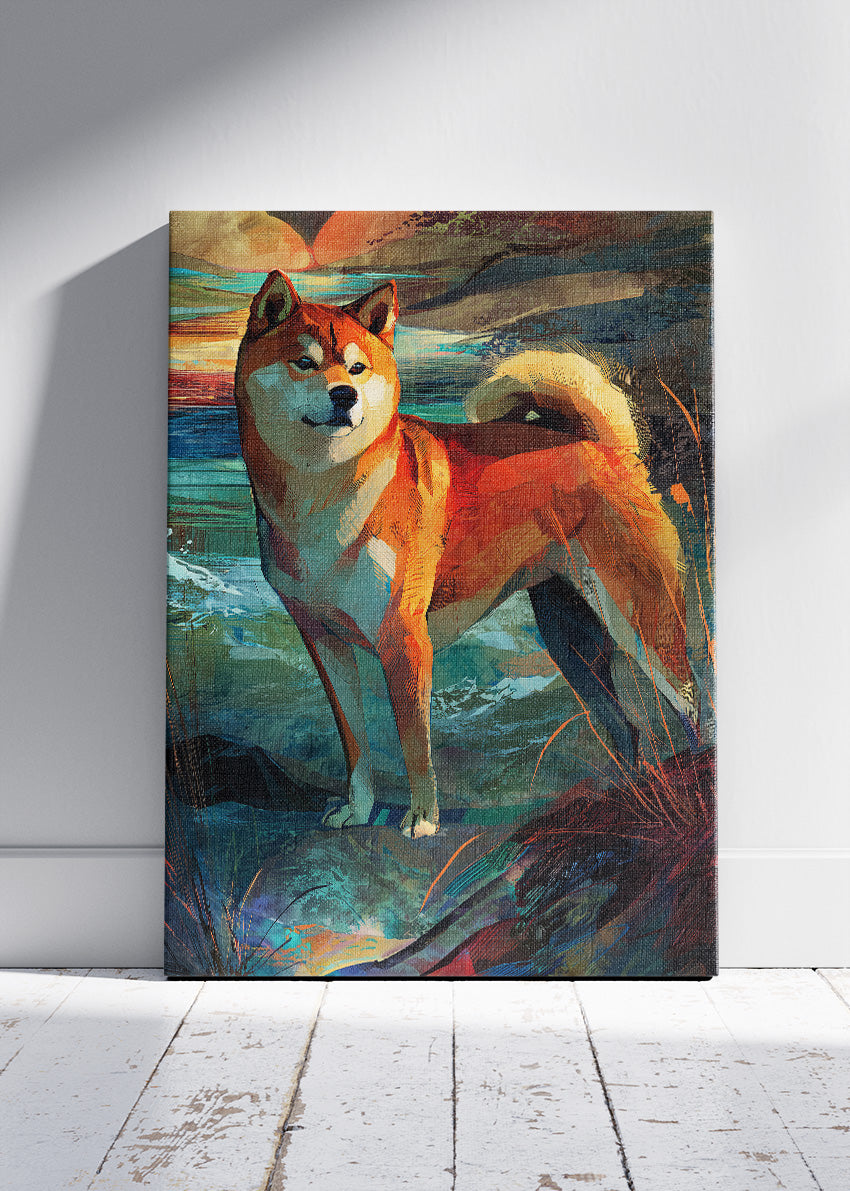 Shiba Inu Poster & Canvas Print – Abstract Scenic Dog Art