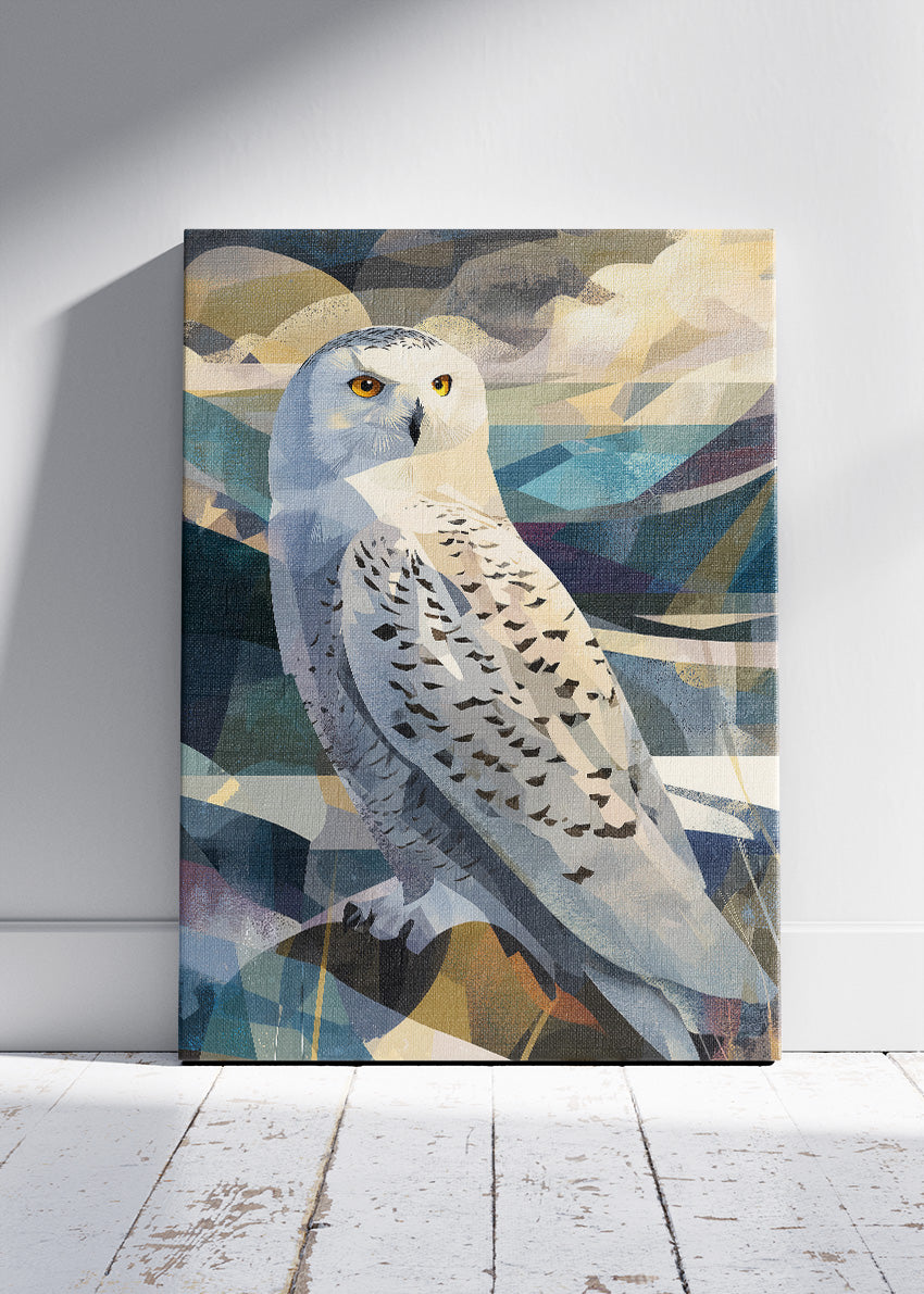 Snowy Owl Poster & Canvas Print – Geometric Wildlife Art