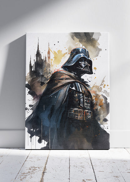 Dark Galactic Commander Watercolor Portrait Canvas & Poster Print – AI PRINT LAB