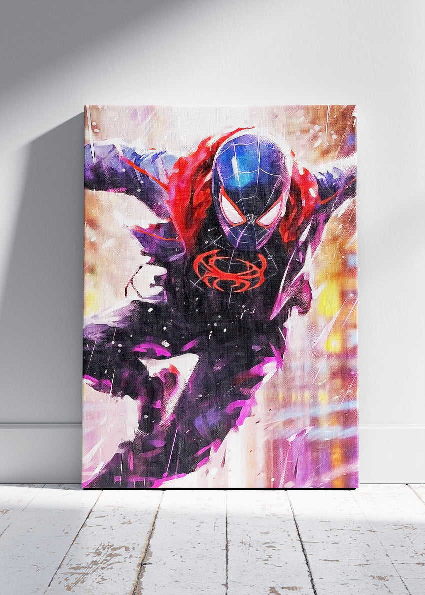 Neon Spider Warrior Action Portrait Canvas & Poster Print – AI PRINT LAB