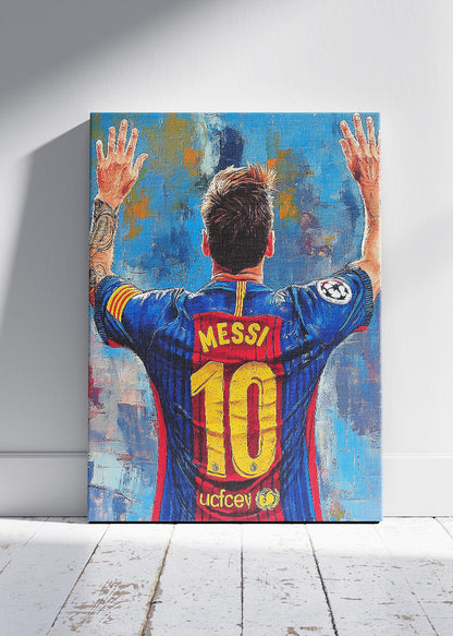Lionel Messi Barcelona Back View Wall Art | Iconic Football Legend Poster & Canvas