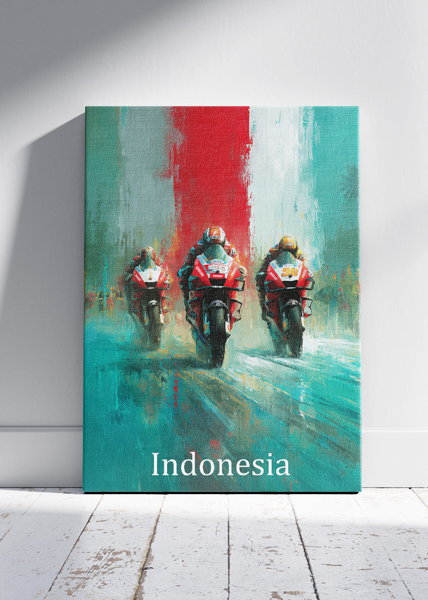 Indonesia Motorcycle Racing Formation Wall Art Poster & Canvas