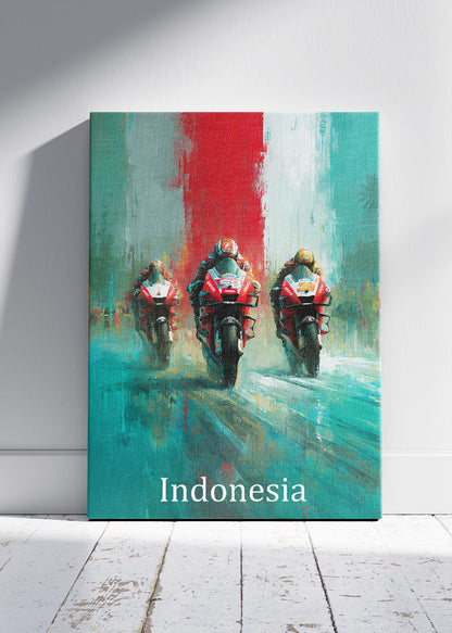 Indonesia Motorcycle Racing Formation Wall Art Poster & Canvas