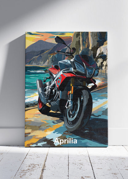 Aprilia Coastal Ride Motorcycle Wall Art Poster & Canvas