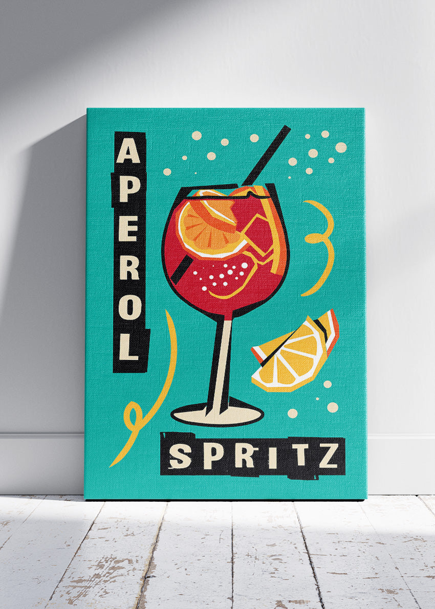 Aperol Spritz Modern Retro Poster & Canvas Print | Bold Italian Cocktail Wall Art