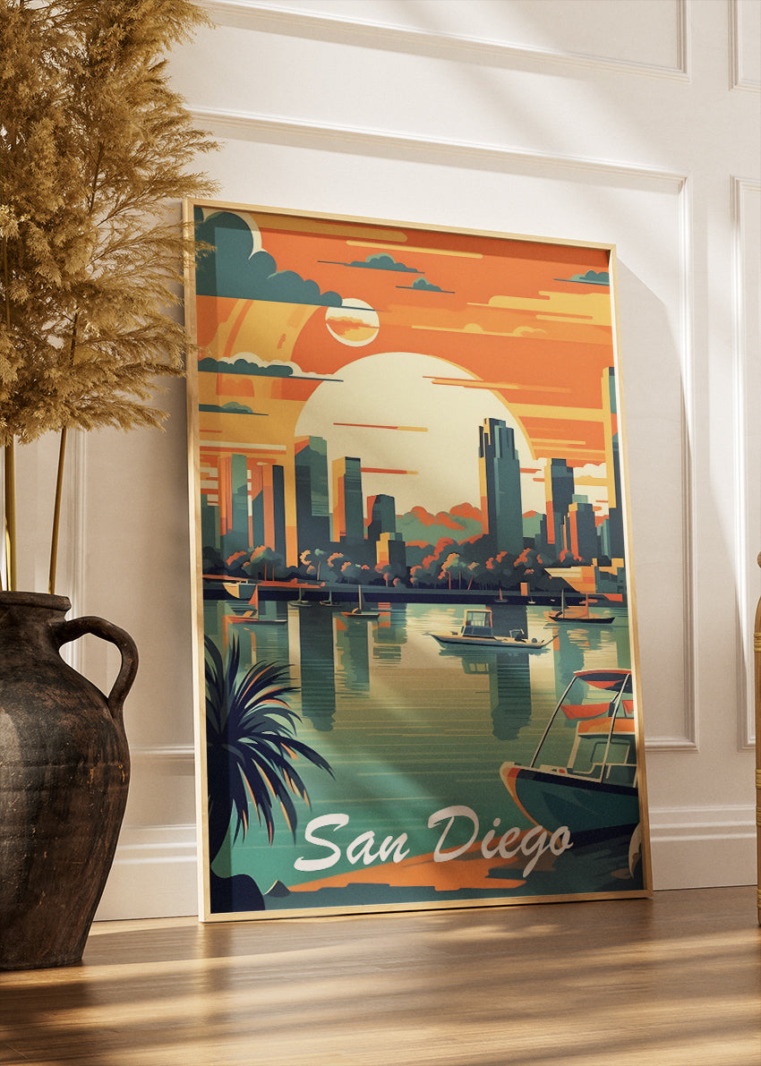 San Diego Sunset Skyline Poster & Canvas Print – Coastal Cityscape Wall Art