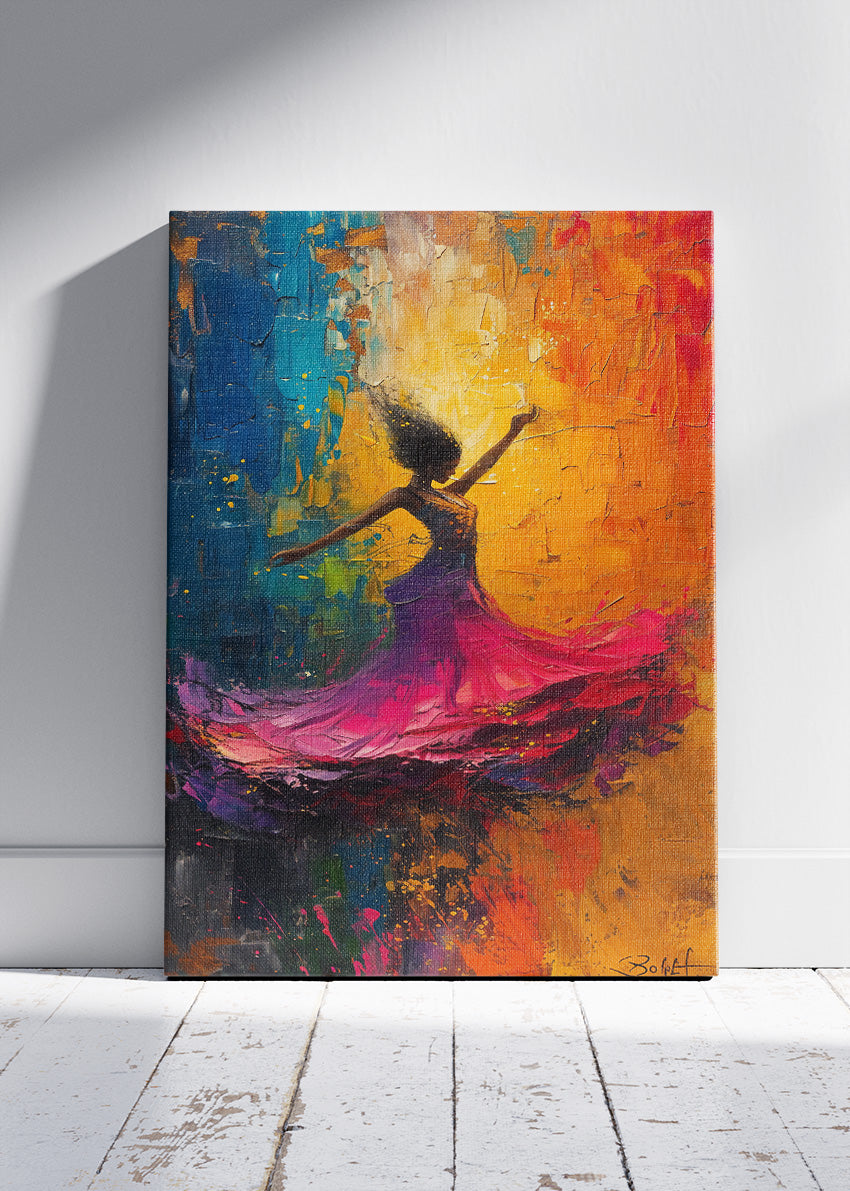 Vibrant Abstract Dancing Woman Canvas & Poster Print – AI PRINT LAB