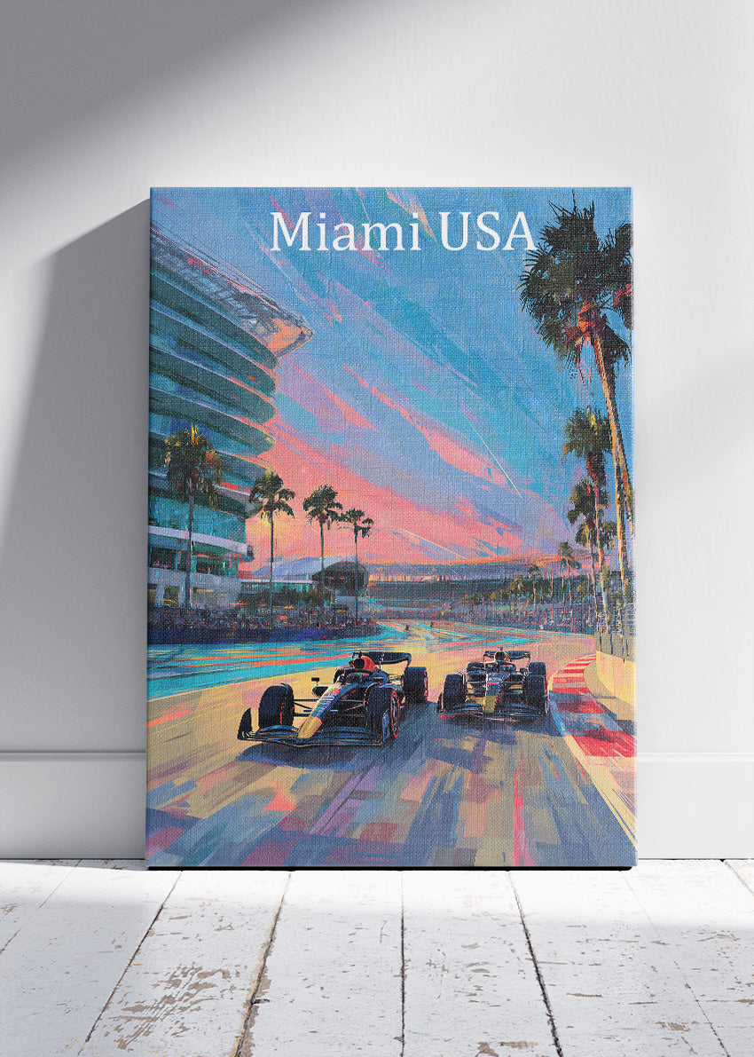 Miami USA Formula 1 Sunset Racing Canvas Print & Poster – AI PRINT LAB