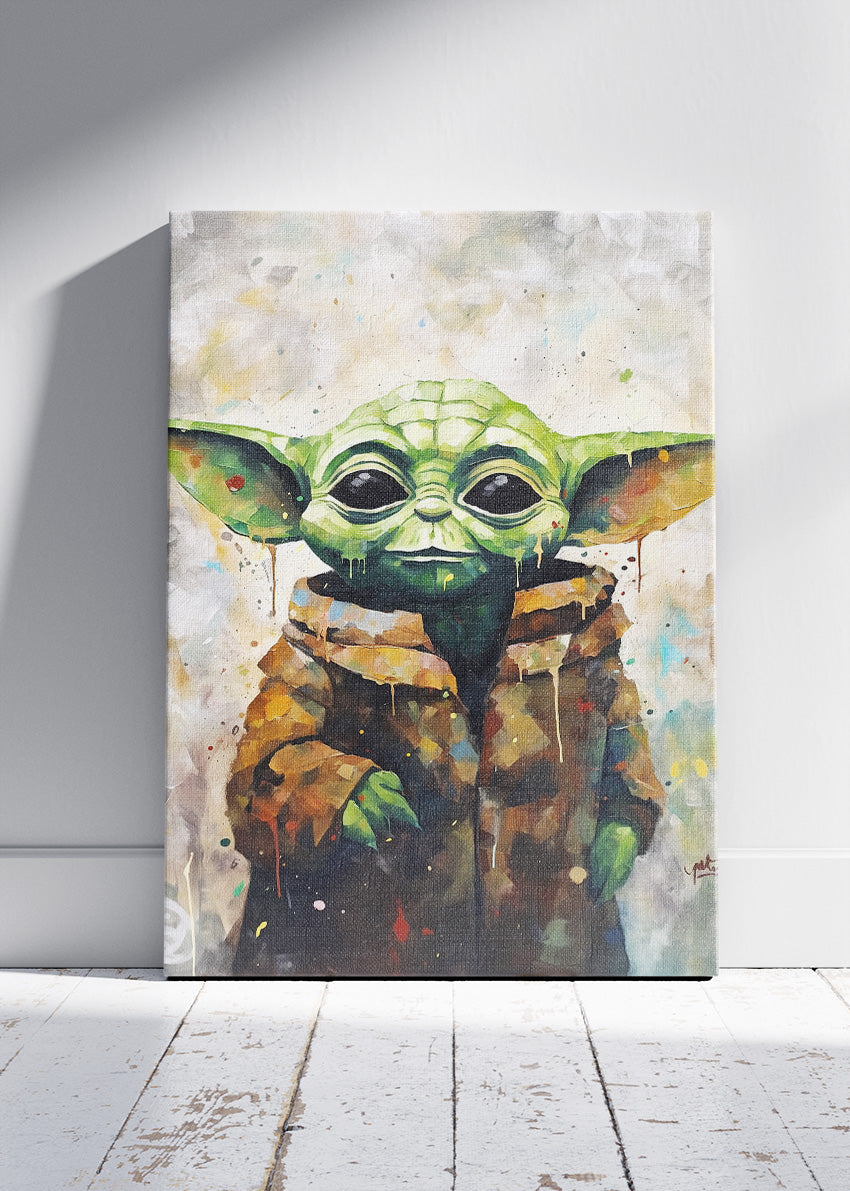 Grogu (Baby Yoda) Watercolor Portrait Canvas & Poster Print – AI PRINT LAB