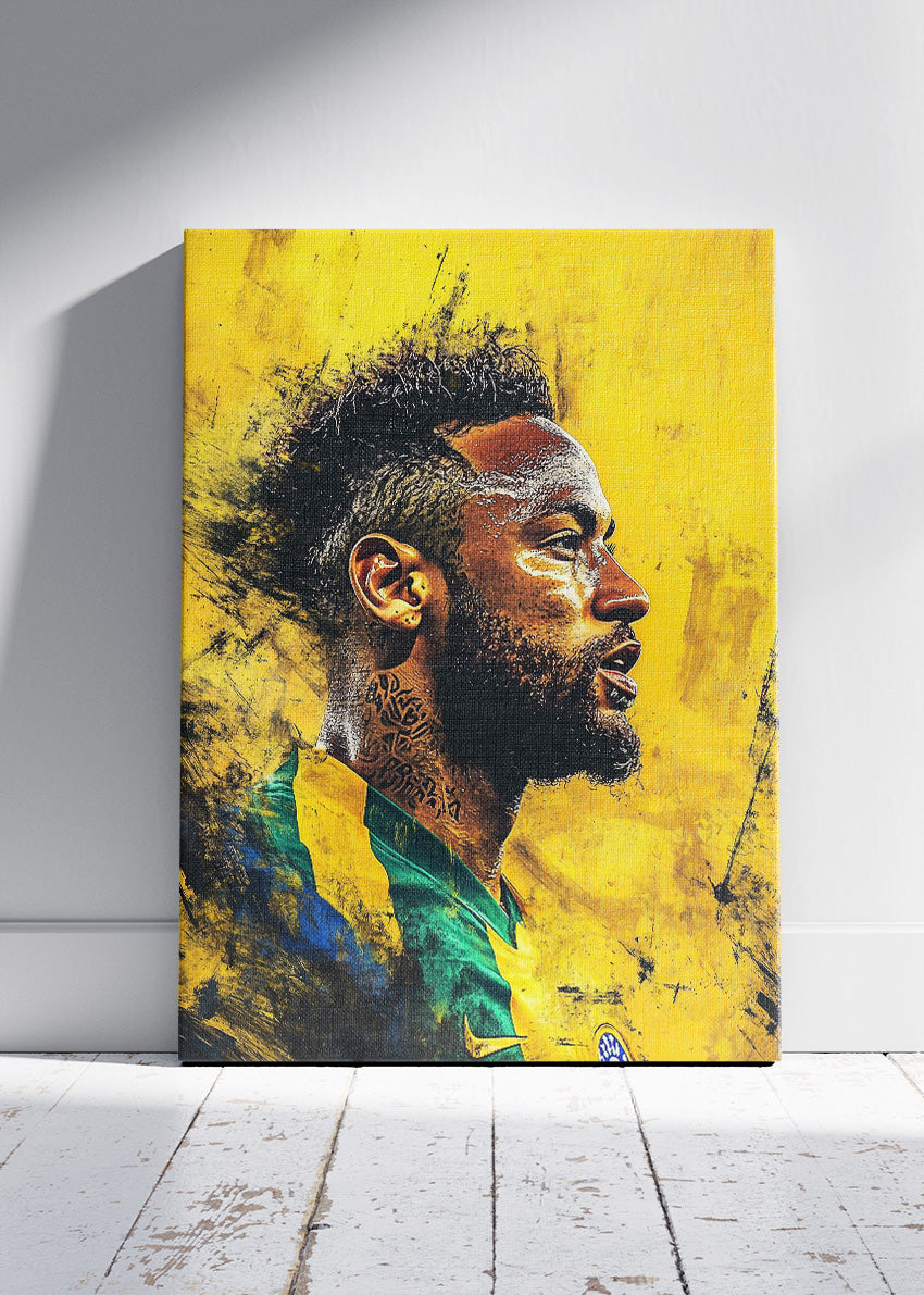 Neymar Brazil Expressive Portrait Wall Art | Iconic Football Legend Poster & Canvas