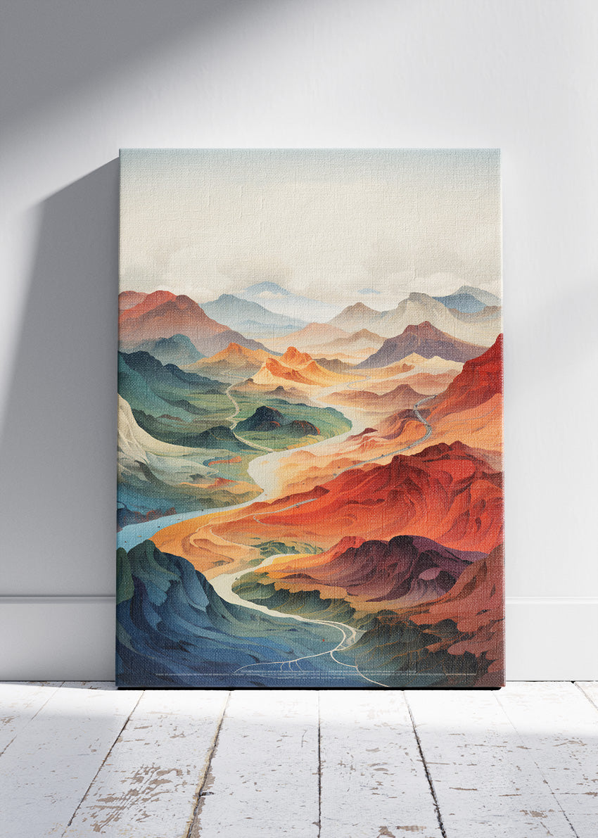 Majestic Canyon Valley – Modern Scenic Mountain Landscape Canvas & Poster Print – AI PRINT LAB
