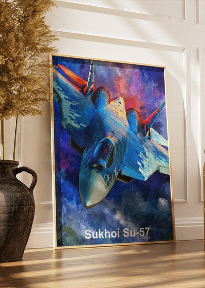 Sukhoi Su-57 Poster & Canvas Print – Illustrated Stealth Fighter Jet Art
