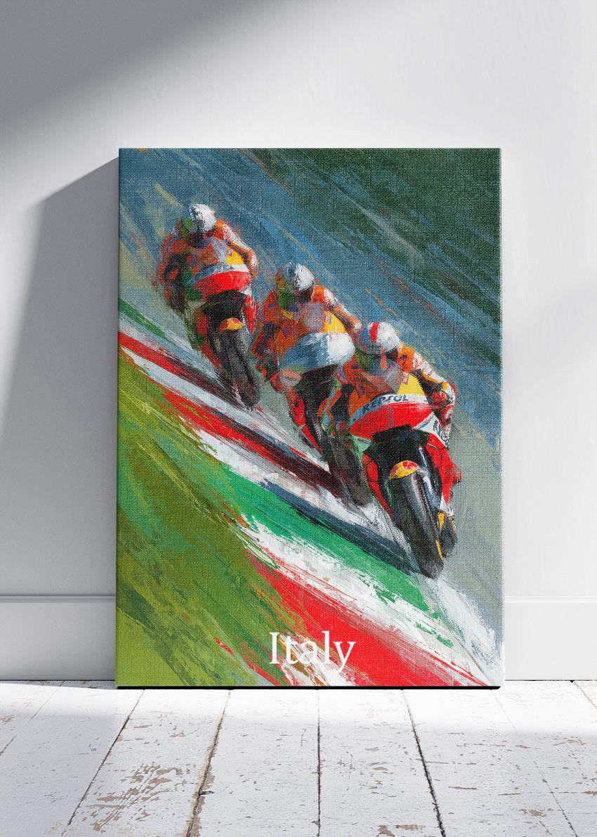 Italy Motorcycle Racing Team Motion Wall Art Poster & Canvas