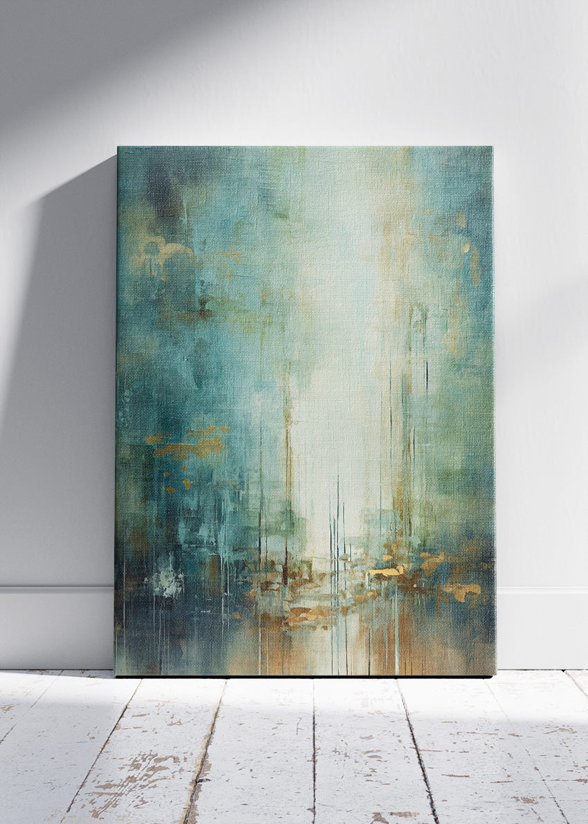 Ethereal Teal Reflection – Modern Abstract Vertical Canvas & Poster Print – AI PRINT LAB