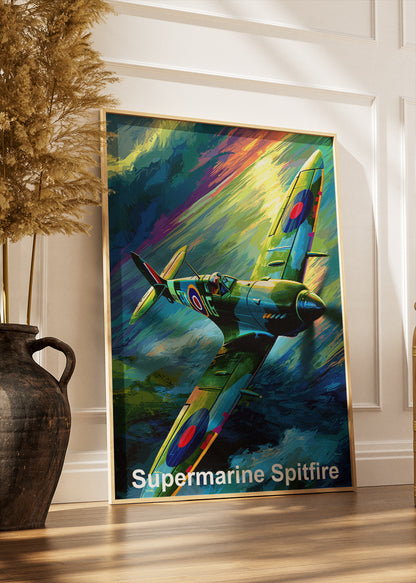 Supermarine Spitfire Poster & Canvas Print – Dynamic Illustrated WWII Fighter Art