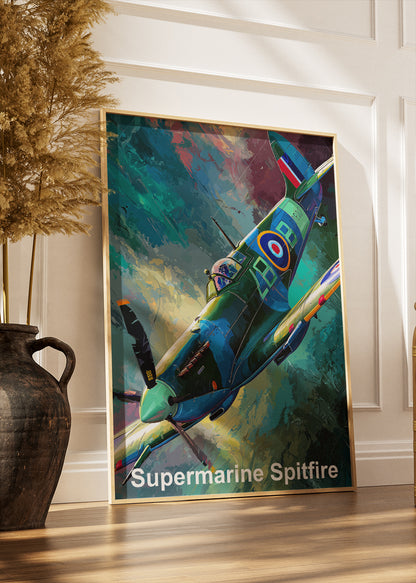 Supermarine Spitfire Poster & Canvas Print – Illustrated WWII Fighter Aircraft Art