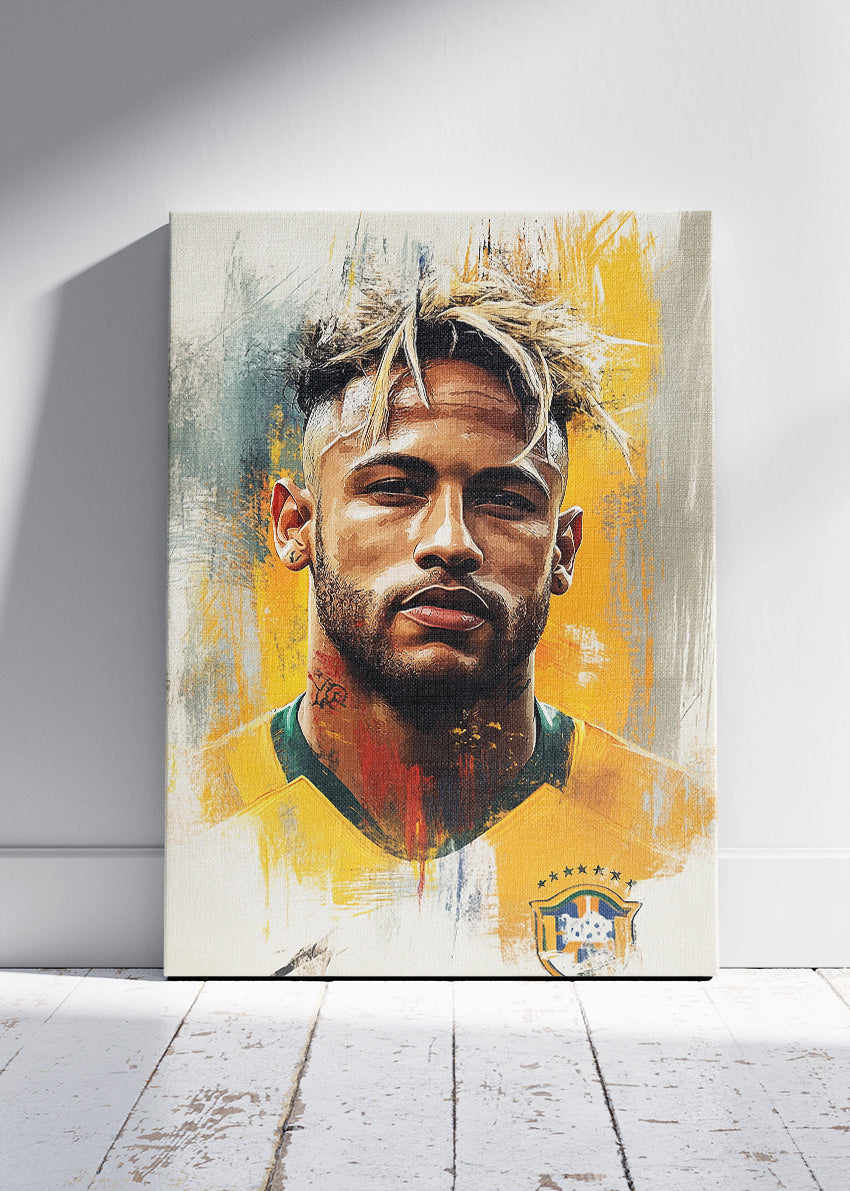 Neymar Brazil Expressive Portrait Wall Art | Iconic Football Poster & Canvas
