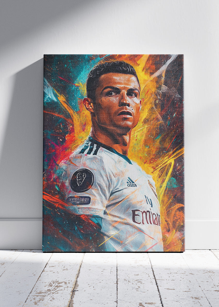 Cristiano Ronaldo Real Madrid Expressive Portrait Wall Art | Iconic Football Poster & Canvas