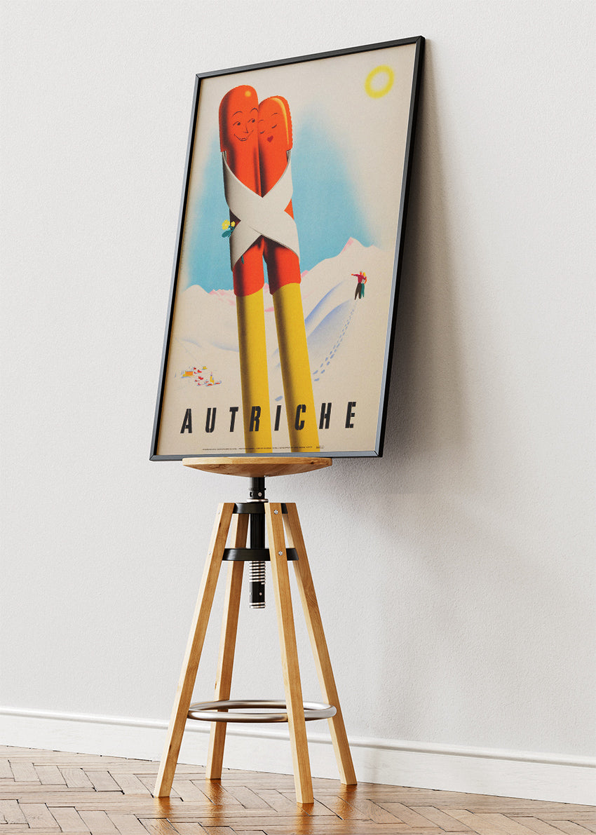 Autriche Vintage Ski Poster & Canvas Print – Retro Austrian Winter Travel Artwork