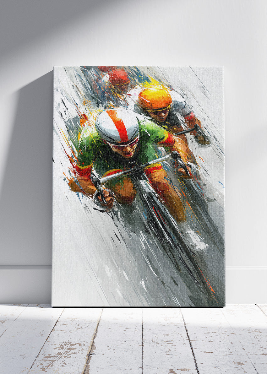Racing Cyclists Art Print & Canvas – High-Speed Road Cycling Wall Art