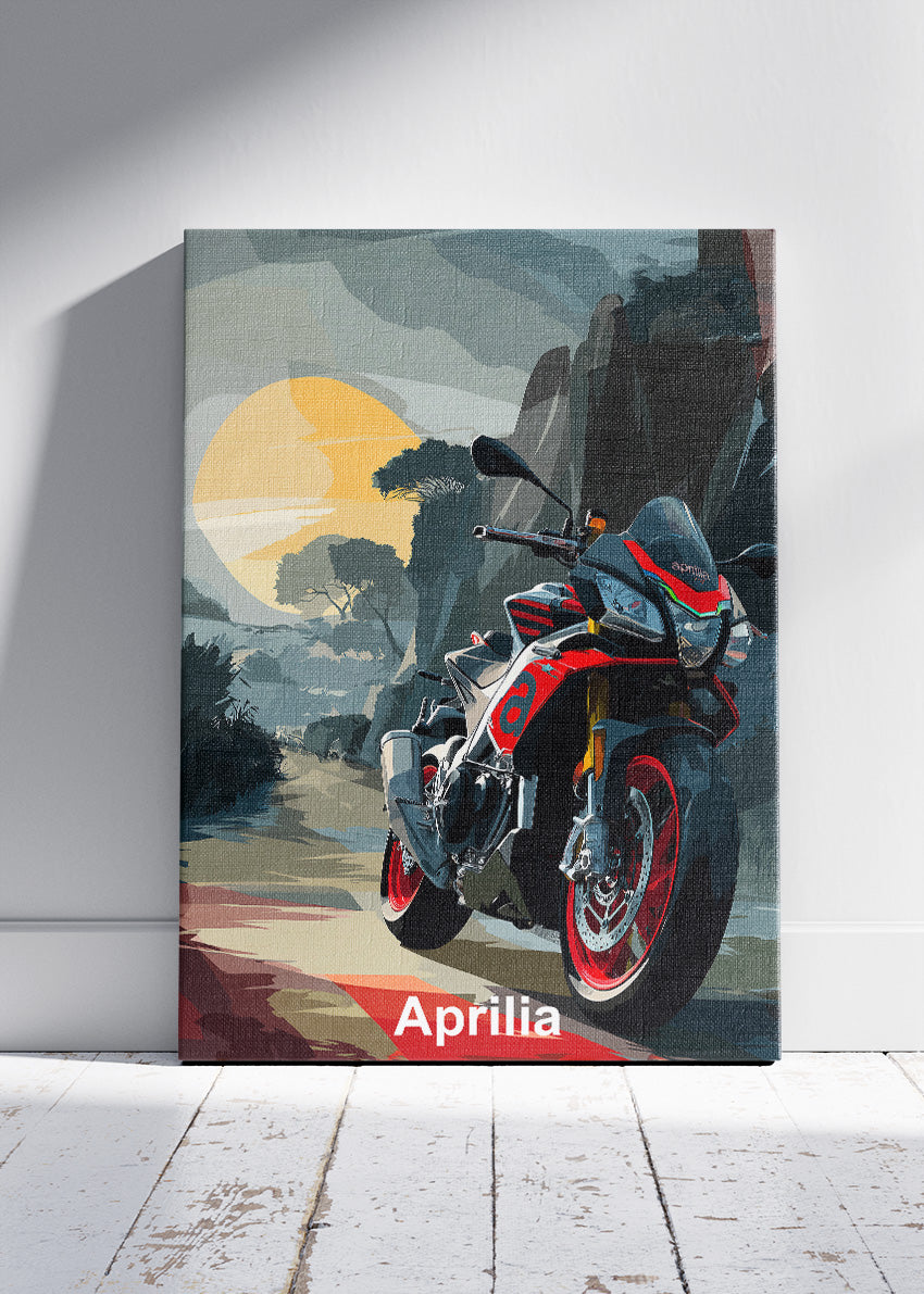 Aprilia Dusk Ride Motorcycle Wall Art Poster & Canvas