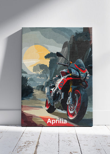 Aprilia Dusk Ride Motorcycle Wall Art Poster & Canvas