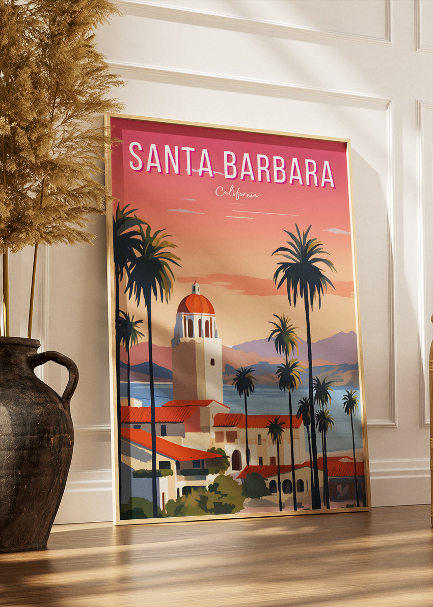 Santa Barbara California Poster & Canvas Print – Coastal Sunset Wall Art