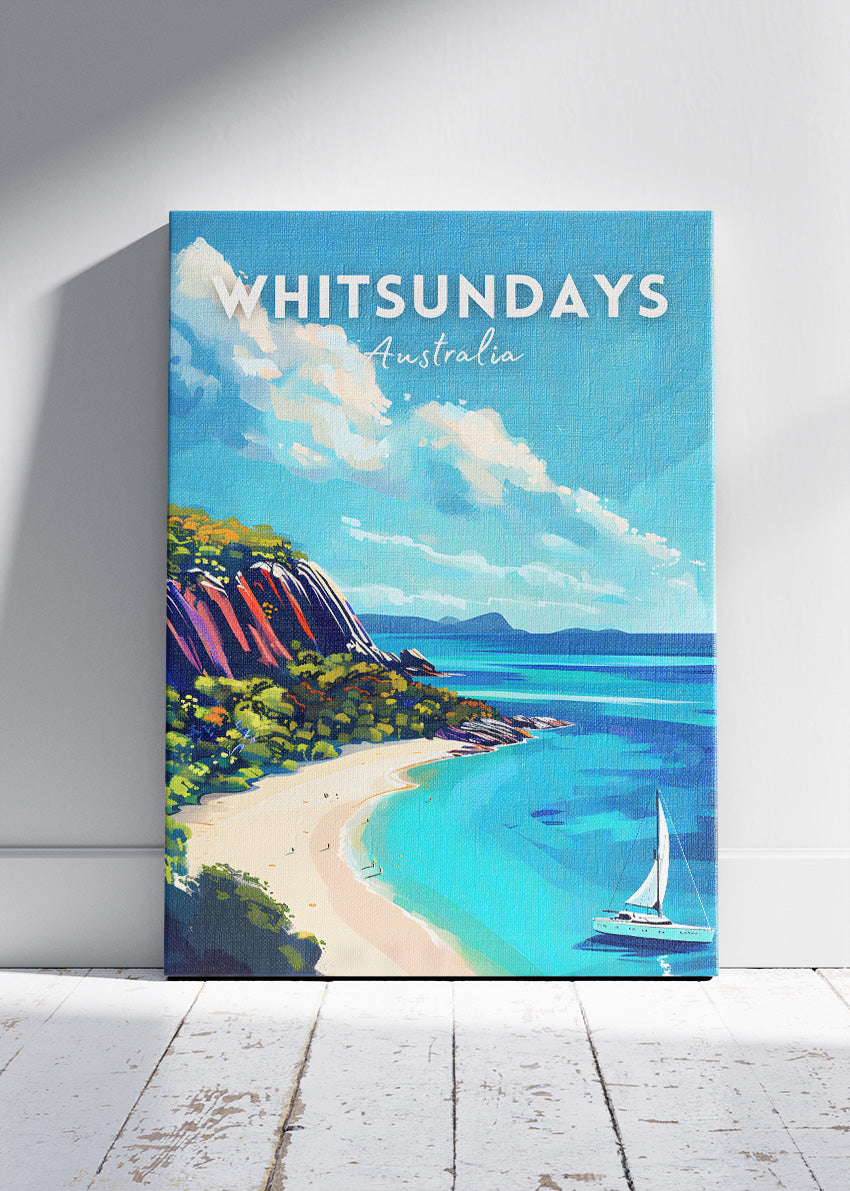 Whitsundays Australia Travel Poster & Canvas Wall Art – Tropical Beach Print