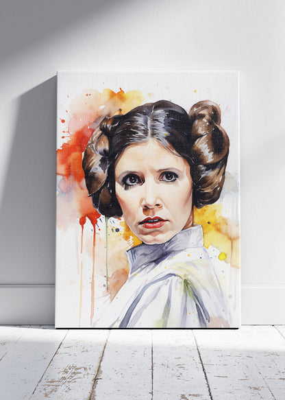 Princess Leia Watercolor Portrait Canvas & Poster Print – AI PRINT LAB