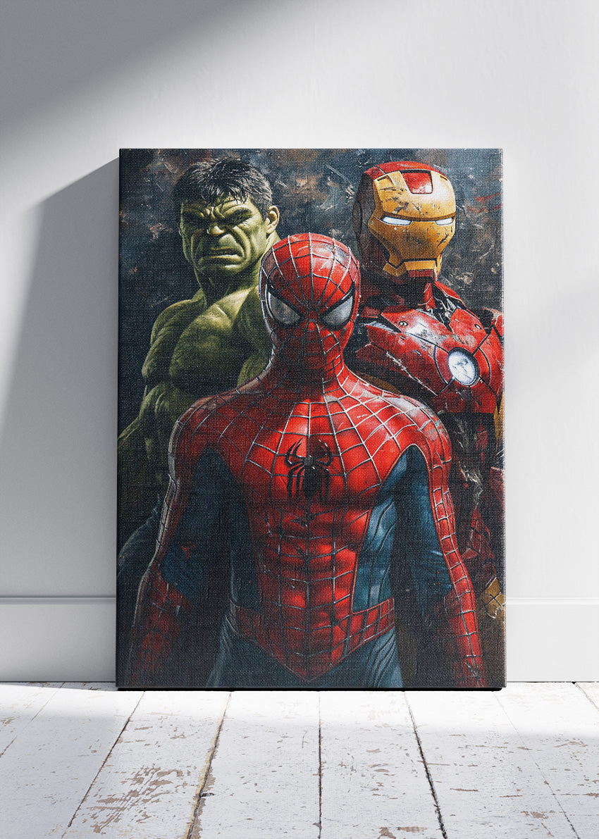 Spider-Man, Iron Man & Hulk Superhero Trio Canvas & Poster Print – AI PRINT LAB
