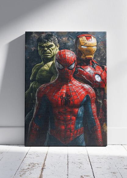 Spider-Man, Iron Man & Hulk Superhero Trio Canvas & Poster Print – AI PRINT LAB
