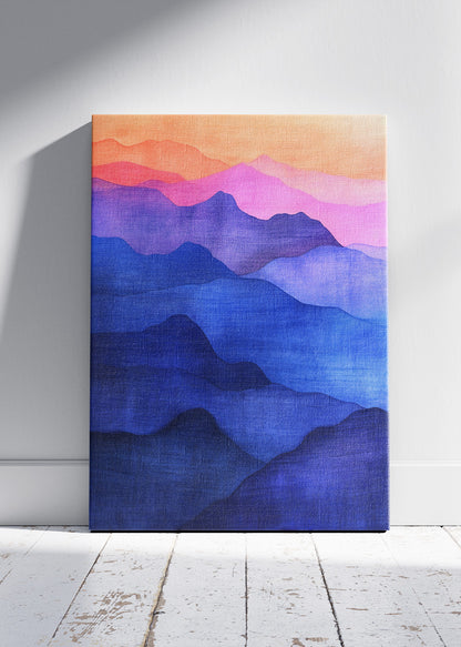 Indigo Mountain Layers – Modern Gradient Landscape Canvas & Poster Print – AI PRINT LAB