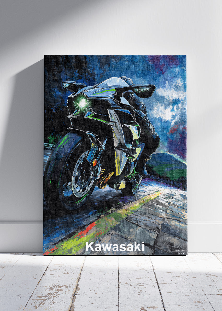 Kawasaki Midnight Power Superbike Wall Art Poster & Canvas
