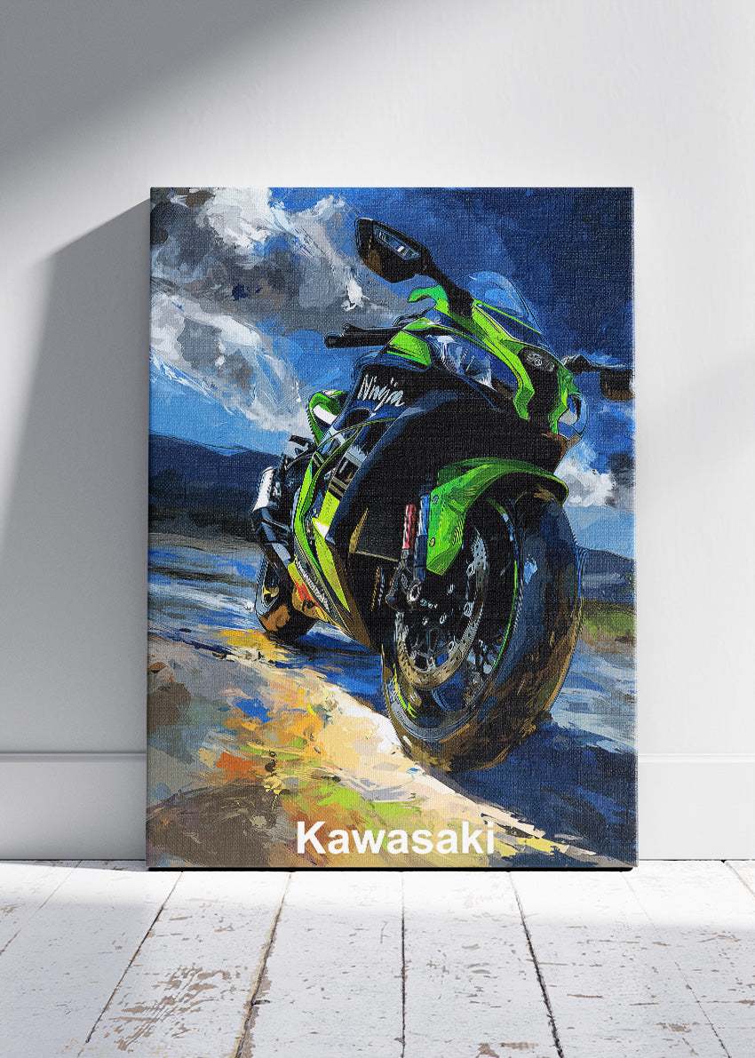 Kawasaki Ninja Power Ride Superbike Wall Art Poster & Canvas