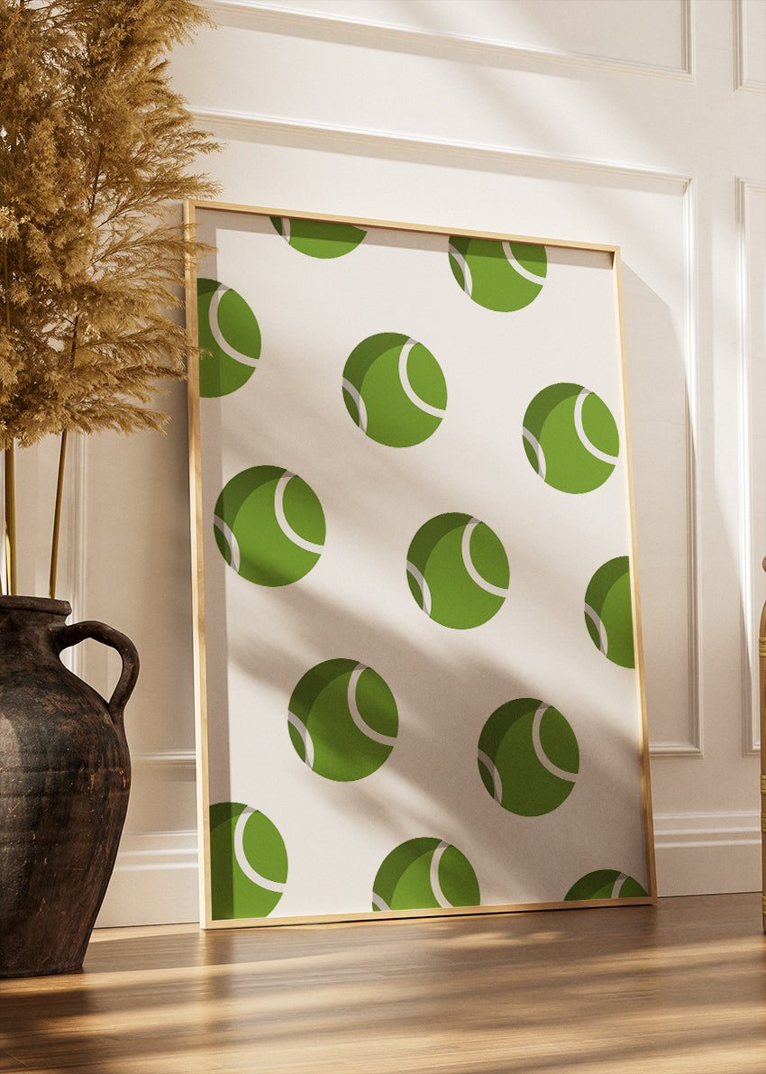Green Tennis Ball Pattern Wall Art Poster & Canvas Print – Modern Sports Decor