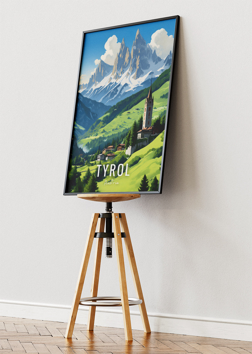 Tyrol Austria Travel Poster & Canvas Print – Alpine Mountain Landscape Wall Art