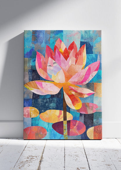 Colourful Lotus Flower Wall Art – Vibrant Abstract Botanical Canvas Print & Modern Floral Poster for Living Room Decor UK