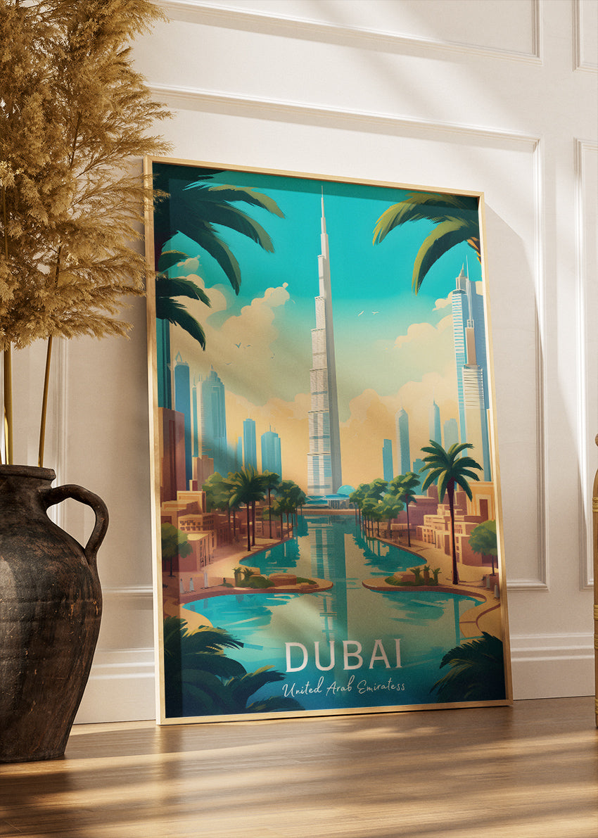 Dubai Burj Khalifa Skyline Poster & Canvas Print – Modern Cityscape Wall Art